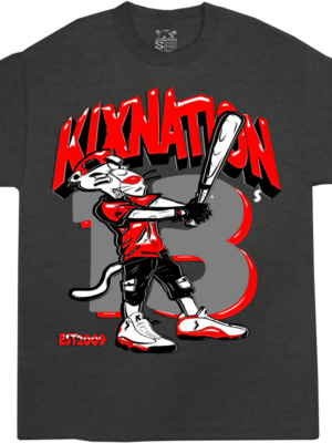 kixnation Air Jordan Retro 13 True Red Panther custom Matching T-shirt DarkGrey